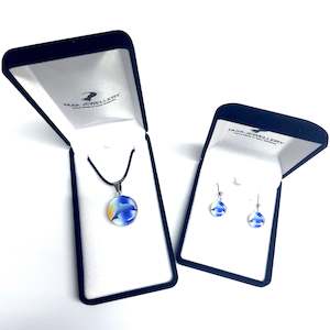 Orange-Blue Dolphin Pendant & Earring Set