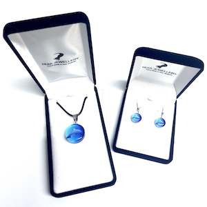 Dark Blue Dolphin Pendant & Earring Set