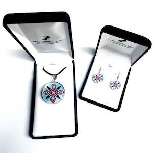 Turquoise Round Ornament Pendant & Earring Set