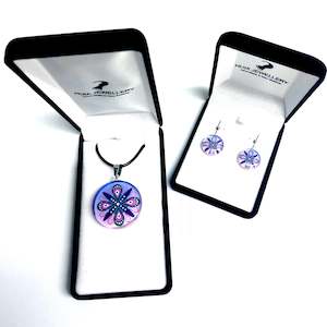 Purple Round Ornament Pendant & Earring Set