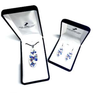 Oval Butterfly Pendant & Earring Set