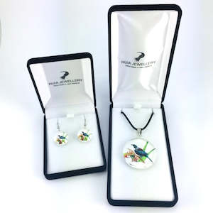 White Tui Pendant & Earring Set