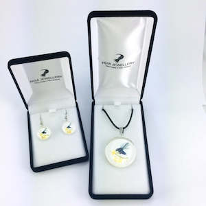 White Fantail Pendant & Earring Set