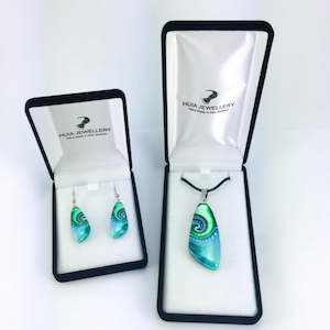 Jewellery: Turquoise Triangle Dot Wave Pendant & Earrings