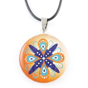 Jewellery: Orange Round Ornament Pendant