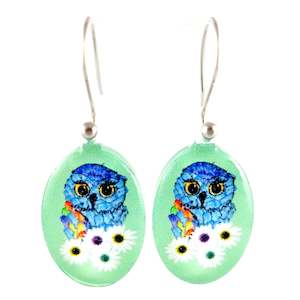 Jewellery: Green Owl Earrings