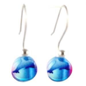 Pink-Blue Dolphin Earrings