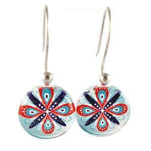 Jewellery: Turquoise Round Ornament Earrings