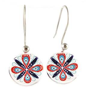 White Round Ornament Earrings