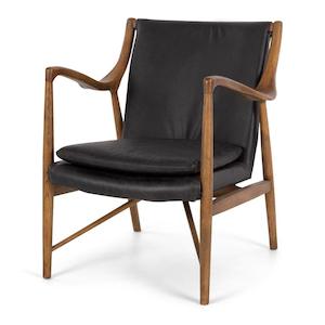 Finn Armchair - Black Aniline Leather