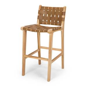 Indo Woven Highback Barstool - Saddle