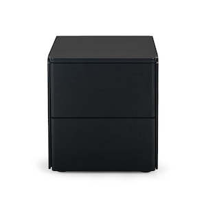 Cube Black Oak Bedside Table - Oak Top