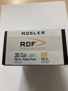 Nosler 30 Cal 168gr Hollow Point .308 RDF Qty 100 53182