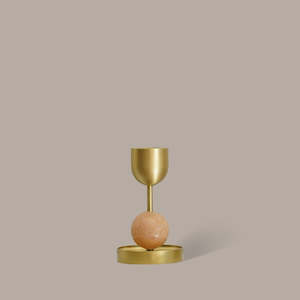 Beaded Fountain Brass Candle Holder- Coral Medium