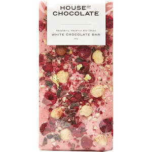 Raspberry, Hazelnut & Cacao White Chocolate Bar