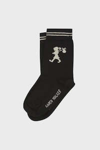 Runaway Girl Ankle Socks -Black/Oatmeal