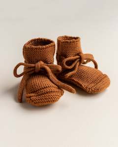 Footwear: Merino Booties Rust