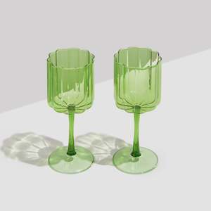 Wave Wine Glasses Green