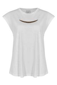 Husk Beaded Tee - White