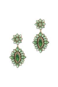 Deepa Gurnani: Deepa Gurnani Alianah Earring - Emerald