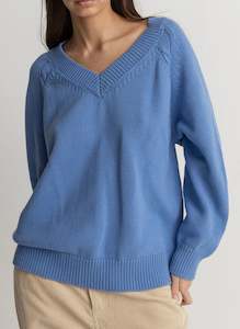 Womens Knitwear: Rhythm Moonstone Oversized V Neck