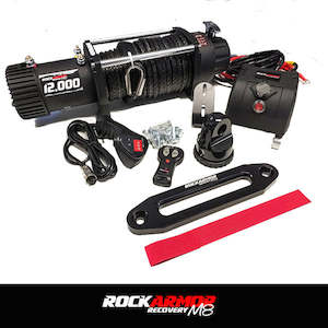 Rockarmor Premium 12,000lbs 4x4 Winch with Synthetic Rope & Wireless Controller