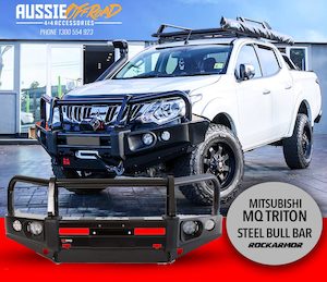 ROCKARMOR Elite Steel Bull Bar to suit Mitsubishi Triton MQ 2015- 2018 (Full Bar…