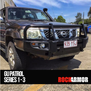 Motor accessory: ROCKARMOR PREMIUM STEEL BULLBAR TO SUIT NISSAN PATROL GU1 97- 09/2004 (Full Bar Replacement)