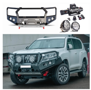 Motor accessory: ROCKARMOR GT HOOPLESS BULLBAR FRONTAL COMBO TO SUIT TOYOTA PRADO 150 SERIES 2018+