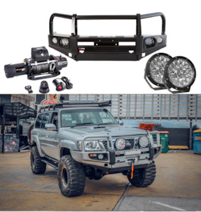 ROCKARMOR PREMIUM BULLBAR FRONTAL COMBO TO SUIT NISSAN PATROL GU4 2005 To Curren…