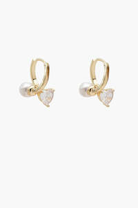 All: Heart & Pearl Huggie Earring