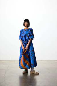 Lowen Dress | Brown and Blue Flower Print