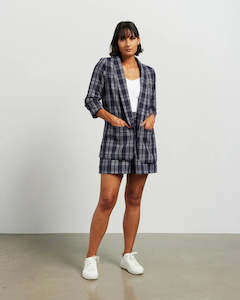 Kennedy Blazer | Ink Plaid