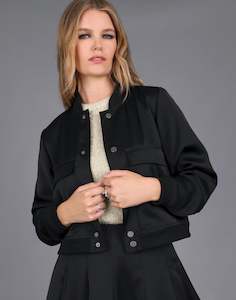 Coats Jackets: Satin Bomber Jacket | Black