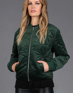 Quilted Velvet Bomber | Green