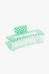 Hair: Checkered Claw Clip | Green