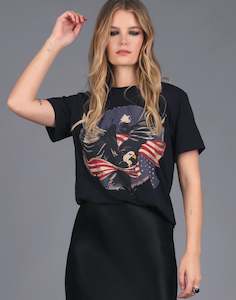 Womenswear: Long Live Eagle Print Tee | Black