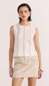 Allegra Knit Top | White/Beige