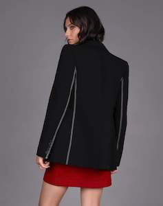 Contrast Stitch Blazer | Black