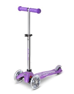 Mini Micro Deluxe Glitter LED 3 Wheel Scooter - Purple