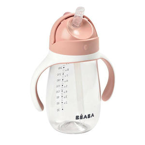 Water Bottle: Beaba 2 In 1 Straw Learning Cup - Vintage Pink