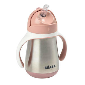 Beaba Stainless Steel Straw Cup 250ml - Vintage Pink