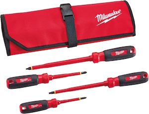 Milwaukee 4PC Insulated Screwdriver Set w/ Roll Pouch