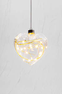 10cm Clear Small Winter Heart Hanging Glass Light