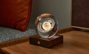 Homewares: Walnut Saturn 3D Laster Engraved Light