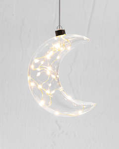 Clear Crescent Moon Hanging Glass Light