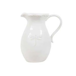 Dragonfly Stoneware White Jug Small