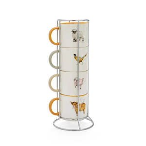 Homewares: Buttercup Farm Stacking Mugs in Holder Set of 4