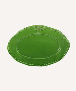 Homewares: Dragonfly Stoneware Green Oval Platter Small