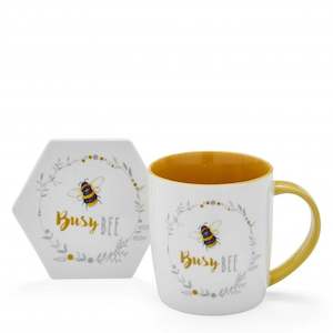 Bumble Bees Busy Bee Gift Mug & Coaster Set